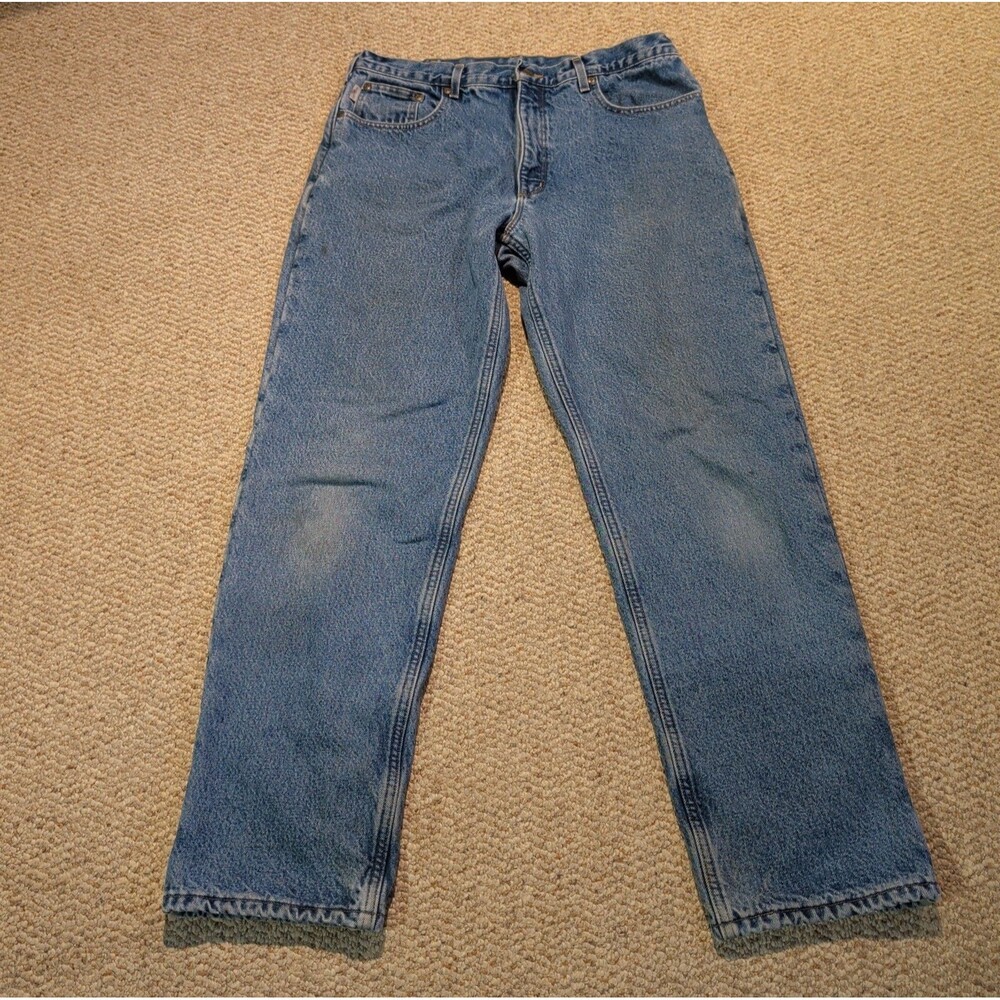Carhartt B155 DST Fleece Lined Denim Jeans Men 36x34 Workwear Relaxed